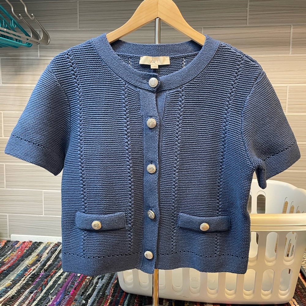 LOFT Link Stitched Sweater Jacket Size M